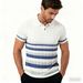 Men's Slim-Fit Short-Sleeve Polo Shirt – Cooling & Quick-Dry Business Casual Top (Breathable, Moisture-Wicking, Striped Design)_viptrois.com