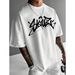 Men's 230GSM Graffiti Print Tee - 100% Cotton Streetwear T-Shirt With Artistic Lettering_viptrois.com