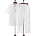 Men's Clothing Foreign Trade Men's Clothing White French Striped Short Sleeved Shirt Men's Casual Men's Button Down Suit Shirt Trousers_viptrois.com
