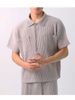 Men's Clothing Men's Tops Spring And Summer Texture Retro Pleated Short Sleeved Loose Black Shirt Suit_viptrois.com