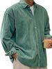 2025 European And American Men's Casual Loose Solid Color Corduroy Lapel Shirt_viptrois.com