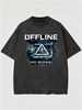 Offline Warning Triangle Heavyweight Washed Graphic T-Shirt Men's Oversized Streetwear Tee_viptrois.com
