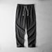 Men's Clothing Men's Loose Straight Linen Trousers Plus Size Plus Size Cotton Linen Trousers Elastic Waist Large Size Men Summer Breathable_viptrois.com