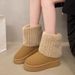 2024 winter new cross border thick soled sleeve short tube plush snow boots women's mid tube splicing foreign trade 42 size boots_viptrois.com