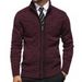 2025 Autumn British Style Fashion Knitwear Cardigan Outerwear Men's Stand Collar Splicing Long Sleeve Casual Slim Kniting Sweater_viptrois.com