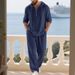 New Autumn Linen Men's Casual Suit - Loose-fitting Hooded Henry Shirt With Long Sleeves And Long Pants Set_viptrois.com