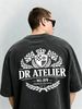 Vintage Washed Double-Sided Print Crown Checkered Flag Crest Laurel Graphic Heavyweight 230g Cotton Men's Street Tee_viptrois.com