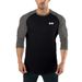 Autumn Crew Neck Sleeve Splicing T-Shirt Men's Seven-quarter Sleeve Top Slim-fit Elastic Bottom Shirt Casual Fitness Cotton_viptrois.com