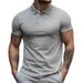 Summer New Men's Slim-fit Button-neck Casual Muscle T-shirt Large-size Men's Polo Shirt_viptrois.com