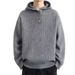 Hooded Sweater Men's Loose Retro Knitted Sweater Men's Style Pullover Semi Open Collar Jacket_viptrois.com