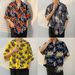 KOBPT Men's Floral Shirt Summer Hawaiian Style All over Print Loose Short Sleeve Retro Street Style Beach Couple Shirt_viptrois.com