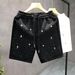 Men's High End European Style Fashionable Rhinestone Casual Sports Shorts Trendy Brand 2026 Summer New Style Beach Five Point Pants_viptrois.com