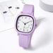 New Jelly Color Square Case Crooked Smiley Face Student Sports Silicone Strap Quartz Watch_viptrois.com
