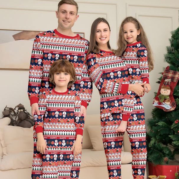 Christmas family dress Snowman Deer Christmas family dress printed home dress pajamas set_viptrois.com