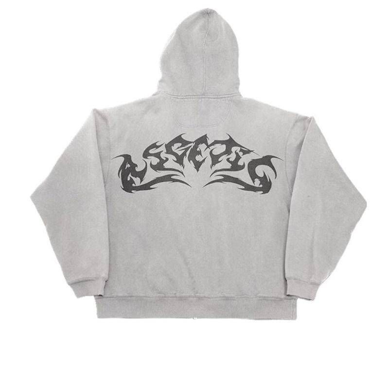 Men's Clothing Gothic Y2k Printed 2024 Sweatshirt Men's New Street Hooded Sweatshirt Casual Sports Loose Zipper Jacket_viptrois.com