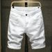 Men's Clothing Denim Shorts Half Pants Pure Black Mid Length Pants Ripped Brand Breeches_viptrois.com