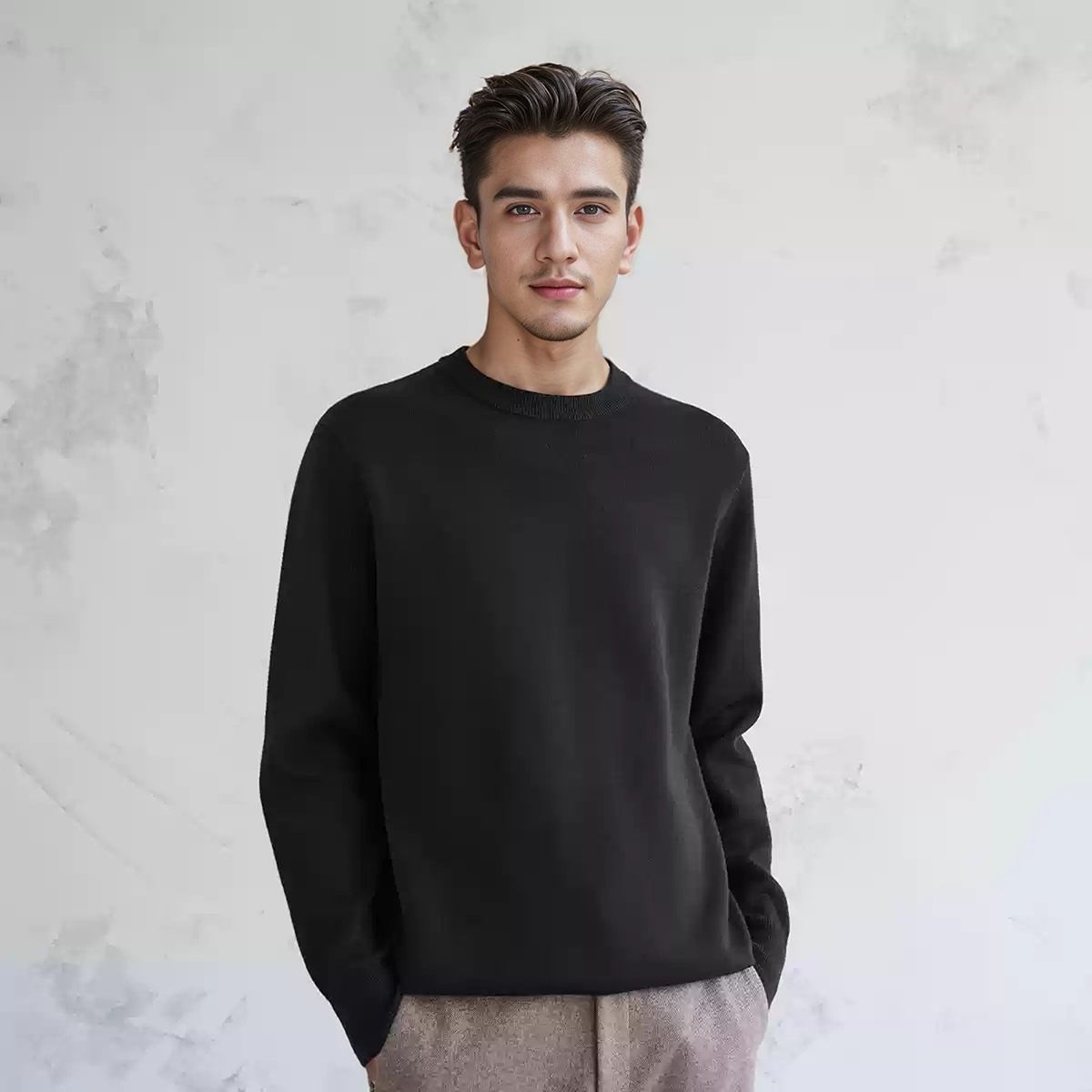"Men's High Neck Chunky Knit Sweater - Oversized Winter Pullover In Classic White & Neutrals"_viptrois.com