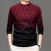 Men's Slim Fit Knit Sweater - Autumn Winter Round Neck Long Sleeve Pullover, Wrinkle-Free Acetate Blend For Business Casual & Daily Wear_viptrois.com