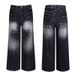 Unisex Distressed Tie-Dye Jeans – Oversized Wide-Leg Streetwear Pants With Lightning Wash & Retro Drop-Cuff Hem_viptrois.com