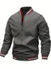 2024 Spring Autumn Collar And Cuff Striped Windproof Lightweight Jacket, College Simple Style Top_viptrois.com