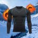 Loom Warm Men's Suit Tight Fleece Lined Thermal Underwear Set Outdoor Running Sports Quick-Dry Fitness Clothing For Autumn_viptrois.com