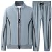 Men's Athletic Tracksuit Set – Breathable Polyester Zip-Up Hoodie & Joggers (L-7XL, Grey/Black/Red/White)_viptrois.com