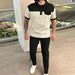 Men's Clothing Men's New Waffle Color Stitching Lapel Chest Pocket Button Short Sleeved Trousers Suit_viptrois.com