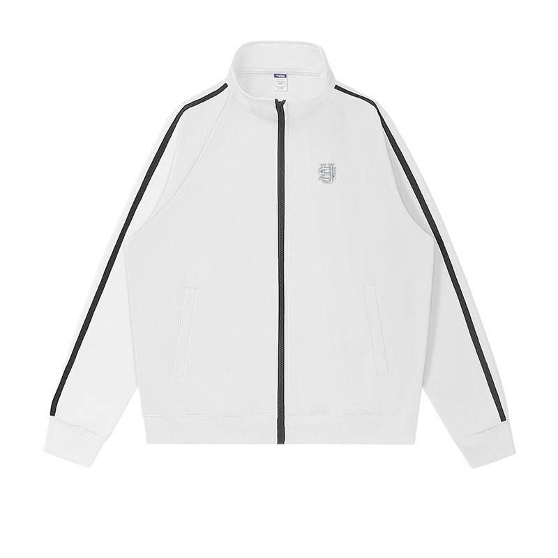 Men's Zip-Up Track Jacket – Stand Collar Athletic Coat With Contrast Stripes Embroidery (S-5XL) | 100% Cotton Fleece Lining_viptrois.com