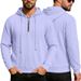 Men's Jacquard Knitted Half-zip Solid-color Long-sleeved Pullover Casual Loose Large-sized Hooded Sweatshirt_viptrois.com