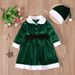 Christmas Children Spring and winter Christmas long-sleeved dress bow belt children's dress + hat children's clothing ins_viptrois.com