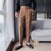 Men's Slim Fit High Waist Dress Pants - Straight Leg Business Casual Trousers In Black, White & Brown_viptrois.com