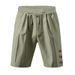 Men's Clothing Summer Men's Loose American Linen Beach Casual Button Solid Color Five Point Sports Shorts Men_viptrois.com