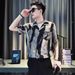 Striped Ice Silk Flower Short-sleeved Men's High-end And Cool, Half-sleeved Men's Summer Thin Five-quarter Sleeved Shirt Coat_viptrois.com