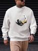 Men's Loose, Casual, Fashionable Astronaut Moon Pattern Printed Round Neck Long Sleeved Sweatshirt For Autumn And Winter_viptrois.com