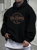 Men's Autumn And Winter Casual Fashion Loose Hooded Sweatshirt California Classic Letter Print Warm Long Sleeved Pullover_viptrois.com