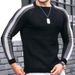 Men's Slim Fit Knit Sweater – Winter Long Sleeve Pullover | Classic Round Neck & Color Block Design_viptrois.com