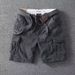 Men's Retro Heavy Wash Cargo Shorts Style Multi Pocket Summer Casual Loose Straight Leg Mid Length Trendy_viptrois.com