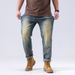 Spring And Summer American Yellow Mud Jeans Men's Heavy And Old Retro Washing Jeans Men's 3D Embossed Fat Jeans_viptrois.com