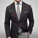 2025 New Men's Plaid Turn-down Collar Long Sleeve Blazer Casual Suit_viptrois.com