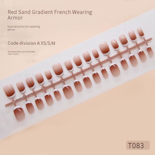 Handmade Prefabricated Armor Wear Armor Gradient French Removable Nail Wine Red Short T Nail Art Patch Drill Size_viptrois.com