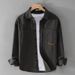 Autumn Simple Cotton Men's Long-sleeved Shirt, Casual Loose Men's Retro Solid-color Youth Shirt_viptrois.com