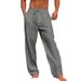 Men's Clothing Men's Linen Trousers Summer Beach Pants Front Pocket Solid Color Breathable Casual Daily Vacation Basic Style_viptrois.com