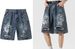 Men's Clothing Summer Thin Denim Shorts Men's Foreign Trade Trendy Brand Embroidery Loose Wide Leg Breeches Personality Ripped Five Point Pants_viptrois.com