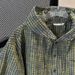 Green Foam Gauze Checkered Shirt Men's Style Hong Kong Retro Long Sleeved Shirt Pullover Top_viptrois.com