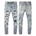 Men's Clothing Graffiti Slim High Street Jeans Paint Diamond Hole Patch Pants_viptrois.com