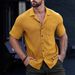 Men's Short Sleeve Casual Shirt – Lightweight & Breathable, Lapel Collar (Black/White/Brown/Camel/Orange, S-XXL)_viptrois.com