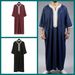 Men's Clothing New Robe Short Sleeve Embroidery Navy Blue Men's Muslim Robe_viptrois.com