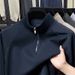 Men's Half-Zip Stand Collar Cotton Blend Pullover Sweatshirt - Casual Slim Fit Long Sleeve T-Shirt For Spring & Autumn_viptrois.com