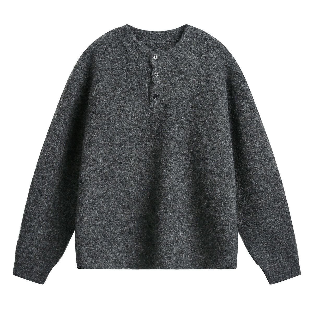 Monochrome Man- Vintage Old Money Henry Collar Polo Knit Autumn Winter Thickened Warm Sweater Lazy Style Pullover Cardigan Q_viptrois.com
