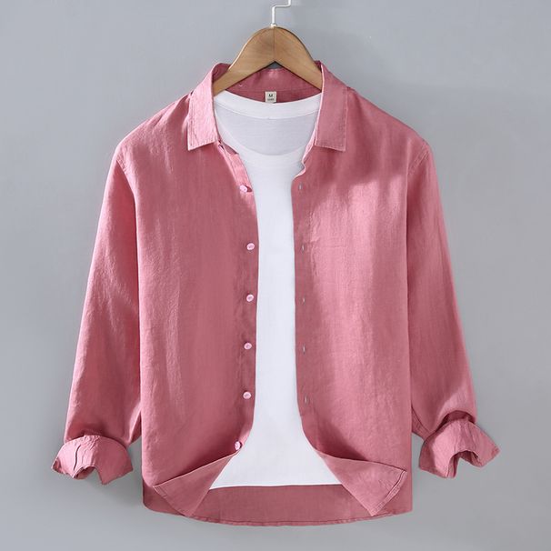 Pure Linen Men's Shirt, Spring And Summer Casual Collar Shirt, Plus Size Loose And Versatile Clothes, Trendy_viptrois.com